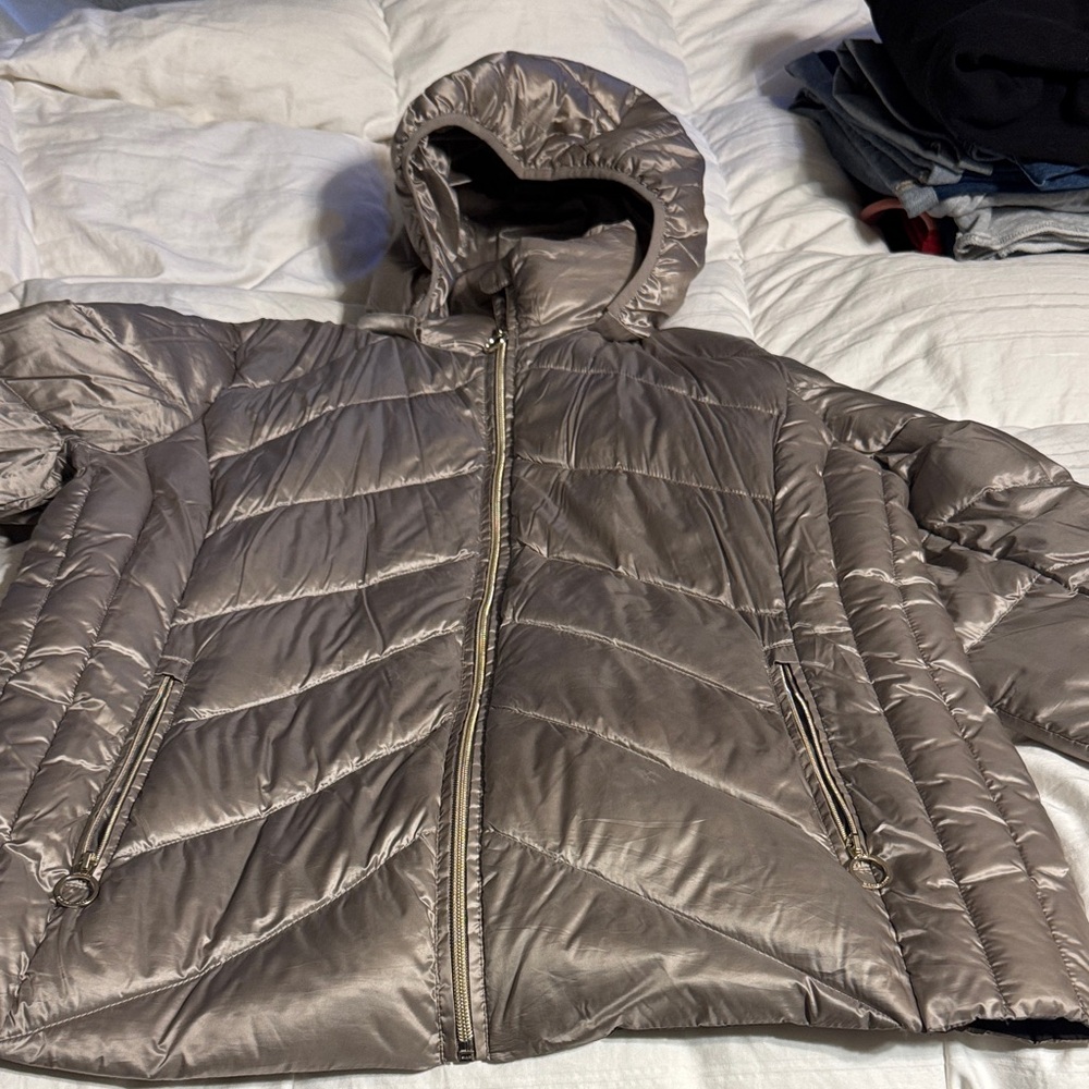 Michael Kors Metallic and Black Puffer Jacket